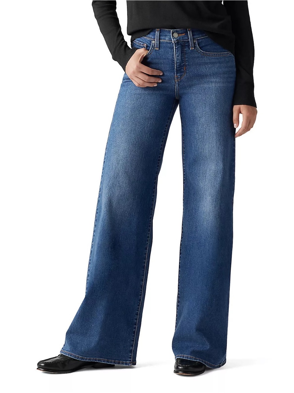 Levi's 318 High Rise Bootcut Wide Leg Jeans Blue Waist 30